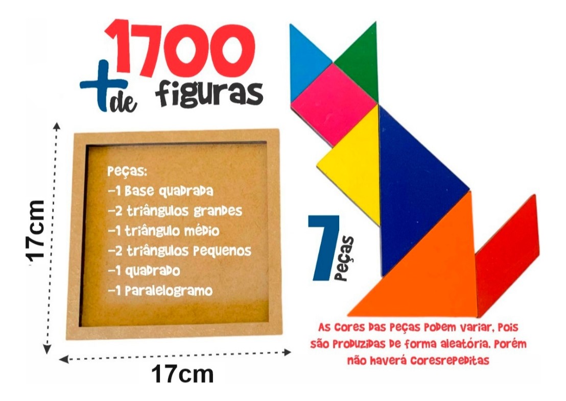 Tangram Colorido Brinquedo Educativo Em Madeira - Imagem 4