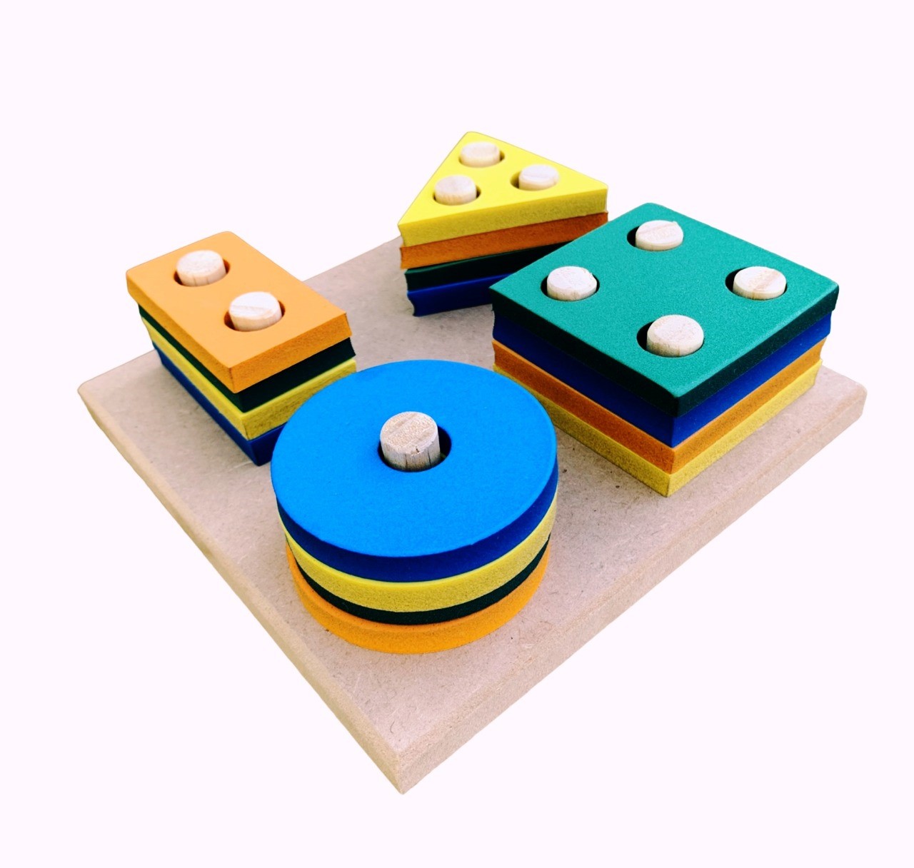 Kit 3 Brinquedo Pedagógico Torre De Hanói Pinos Formas !! - Imagem 2